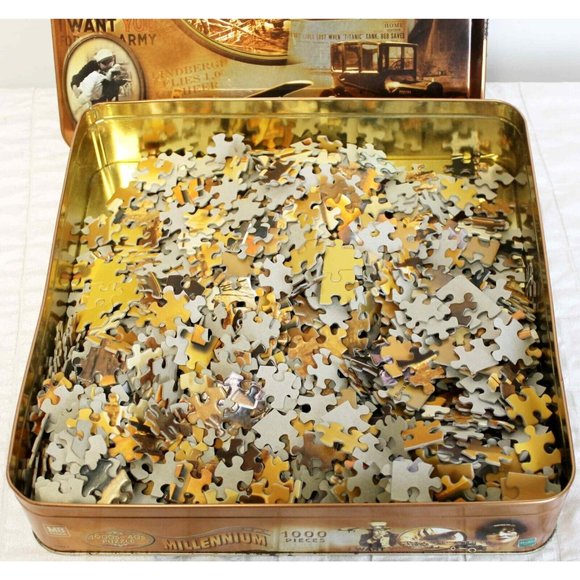 1900s-40s Millenium Puzzle in Tin Metal Box 1000 pcs Hasbro - Picture 3 of 8